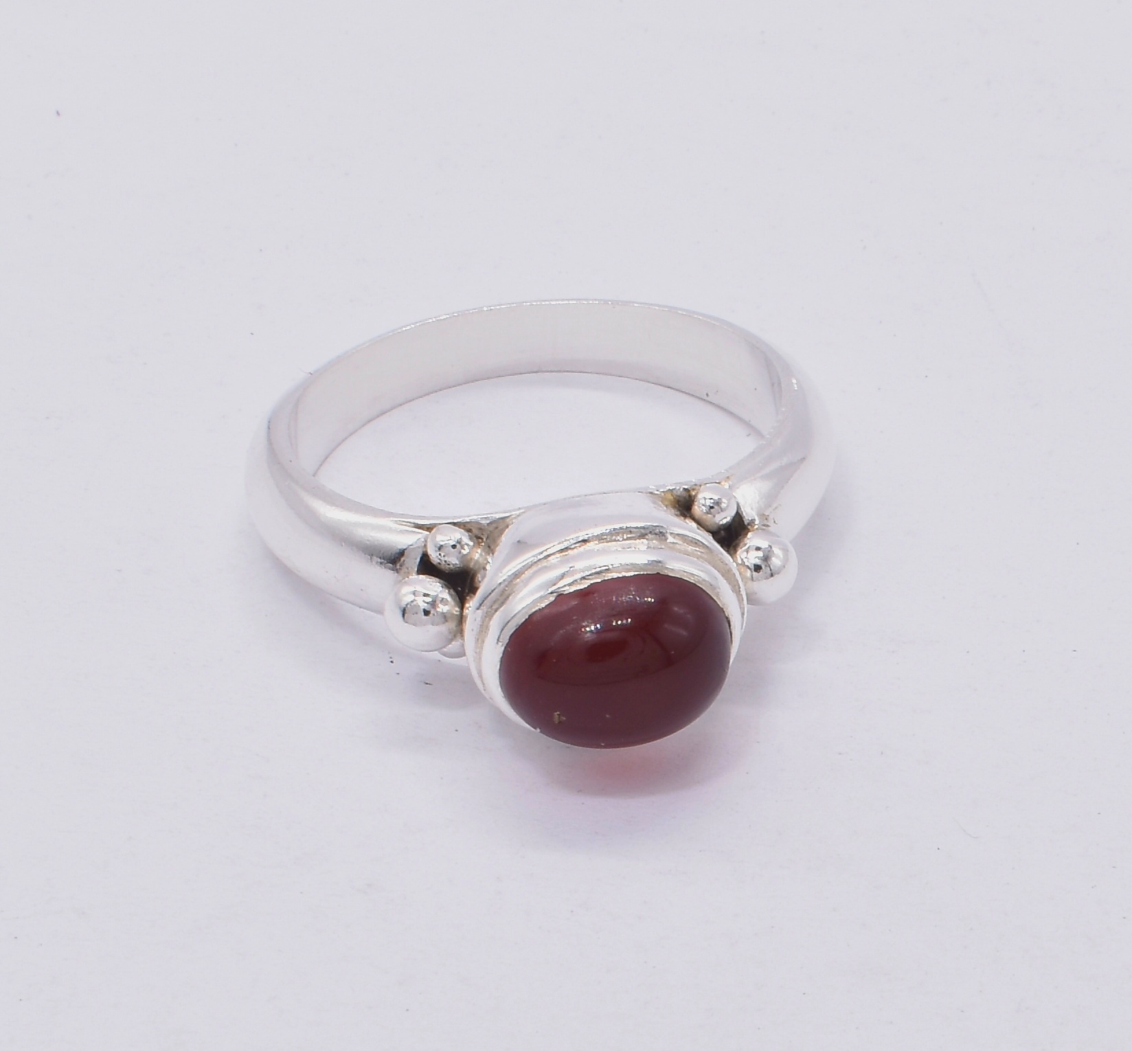 Maroon Agate Solitaire Ring | Silver Oval Men's Ring