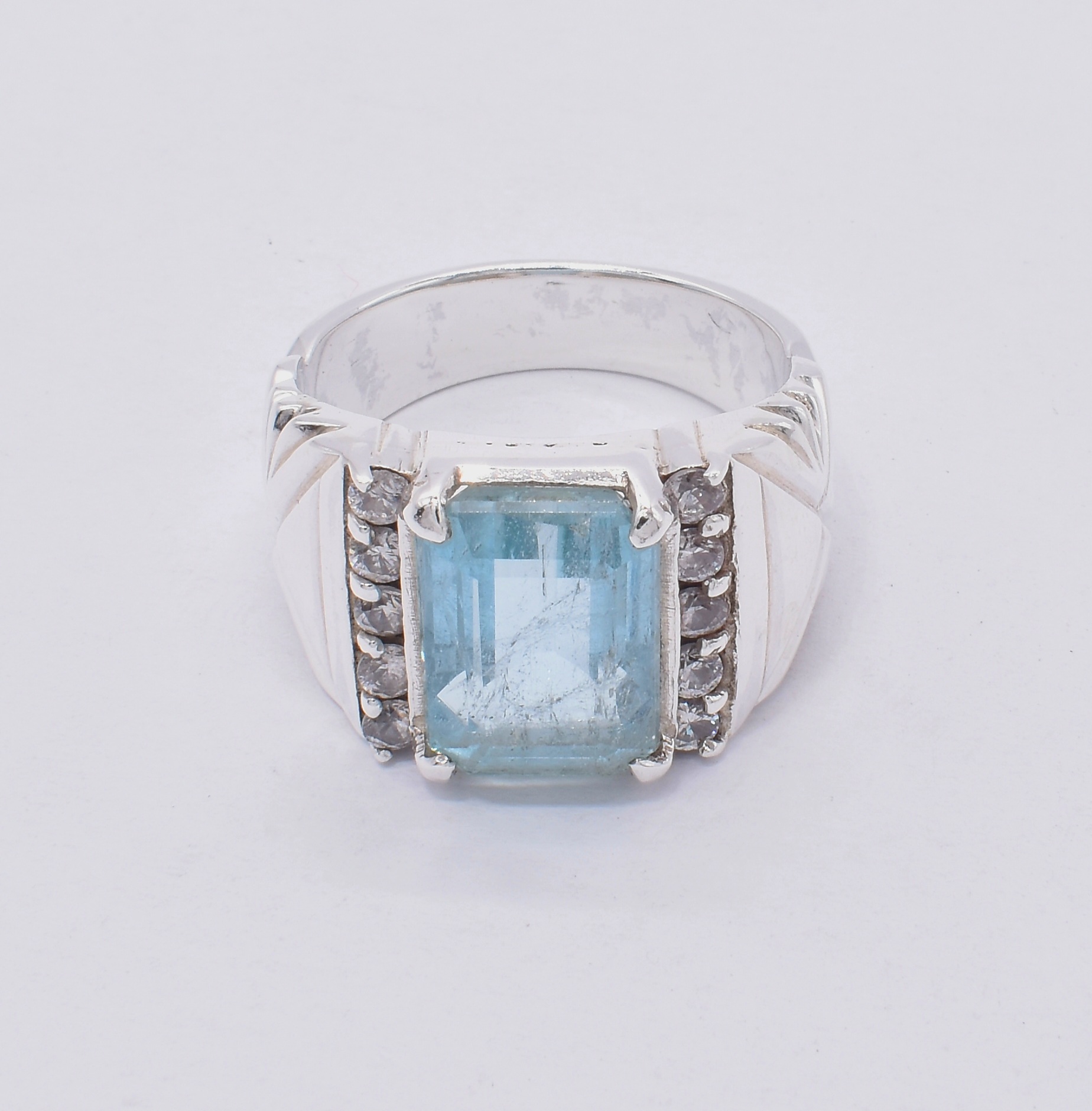 Blue Aquamarine Vintage Ring | Silver Handmade Classic Ring