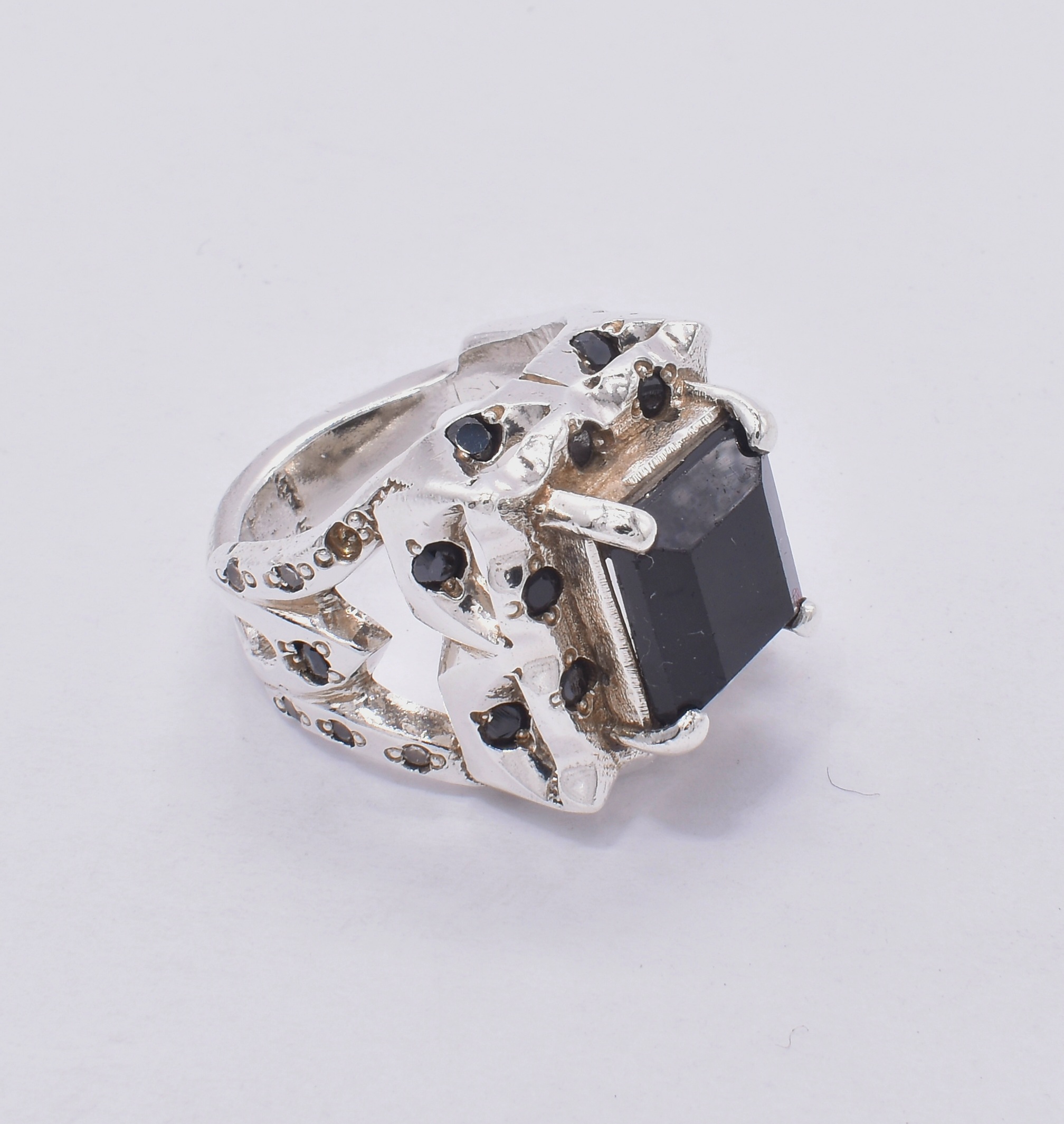 Black Tourmaline Ring Men | Silver Emerald Cut Men's Ring