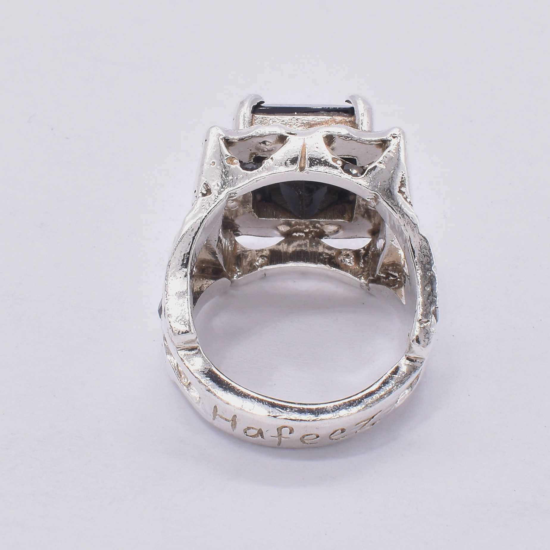 Black Tourmaline Ring Men | Silver Emerald Cut Men's Ring