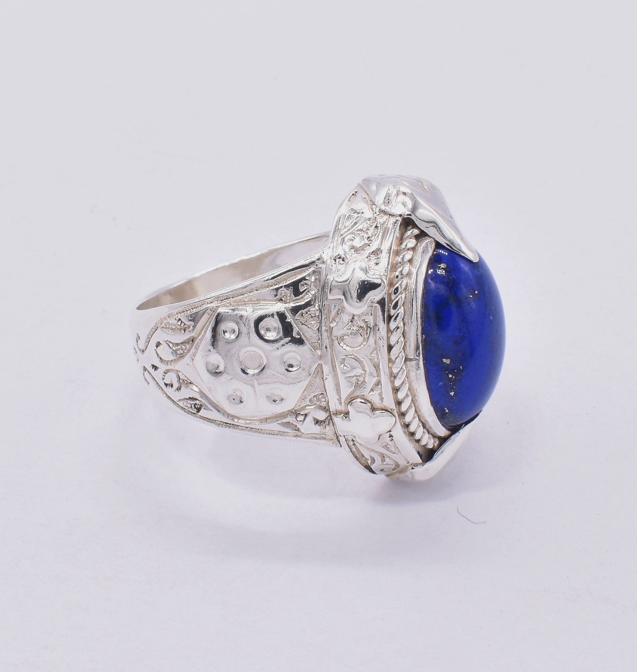 Lapiz Lazuli Classic Silver Ring | Handmade Vintage Style Men's Ring