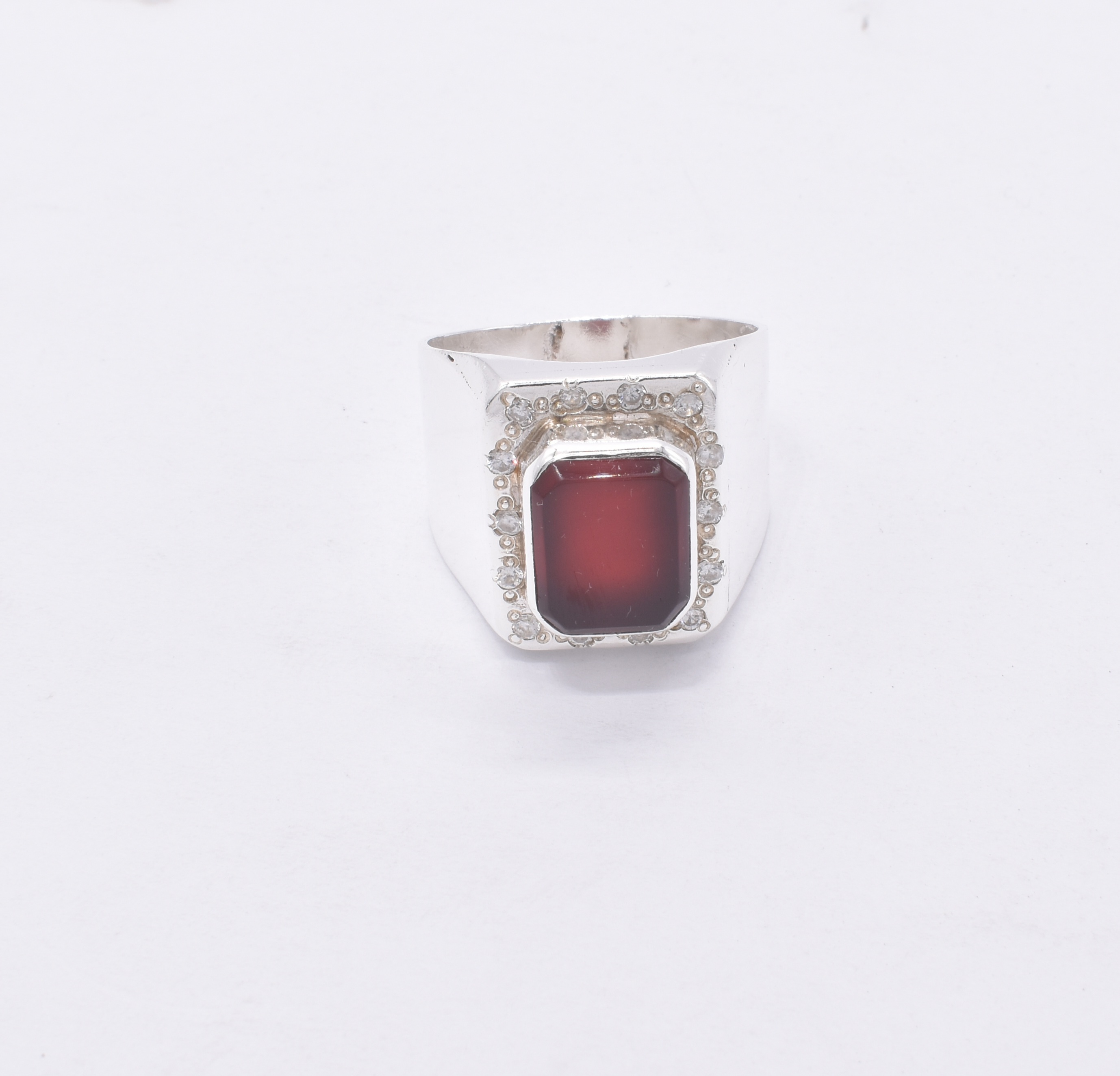 Red Agate Classic Men's Ring | Silver Handmade Vintage Ring