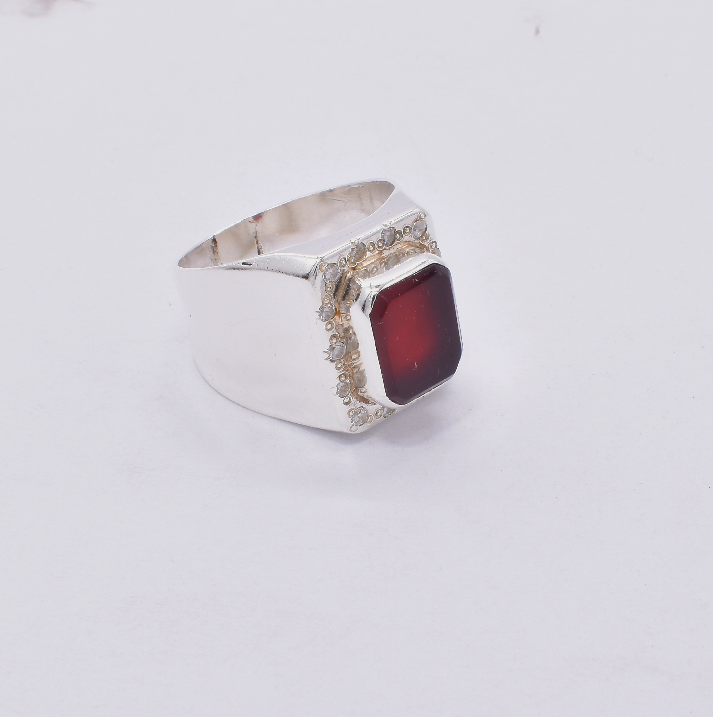 Red Agate Classic Men's Ring | Silver Handmade Vintage Ring