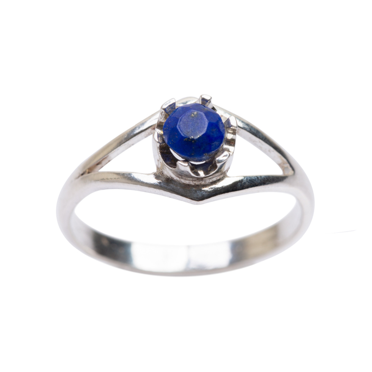 Lapis Lazuli Solitaire Ring | Silver Split Ring 