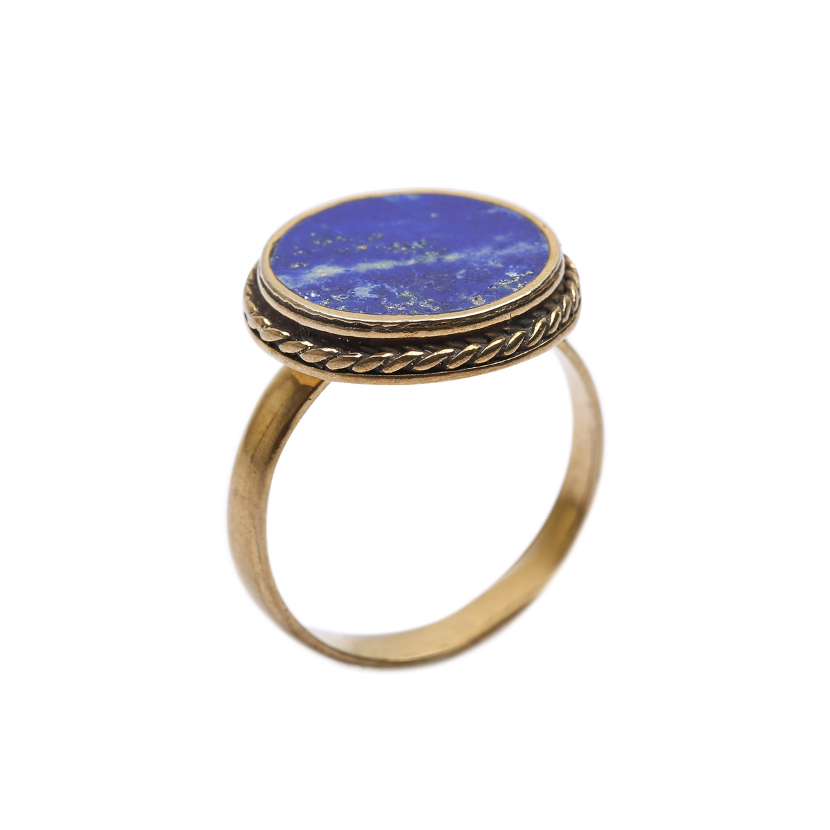 Lapis Lazuli Oval Ring | Bronze Flat Ring