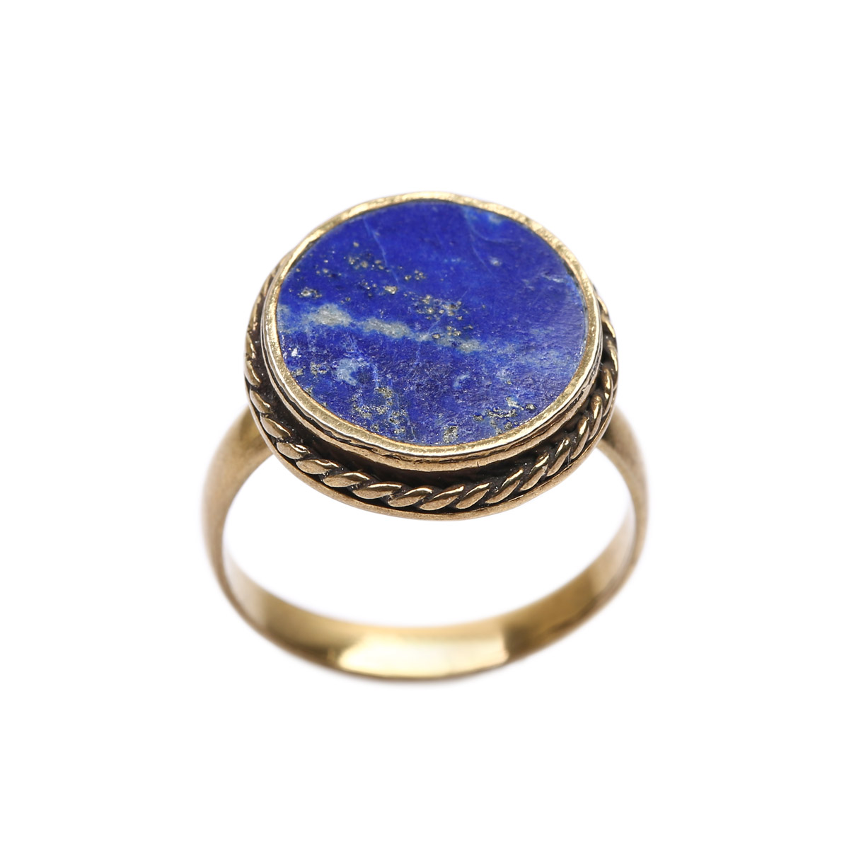 Lapis Lazuli Oval Ring | Bronze Flat Ring