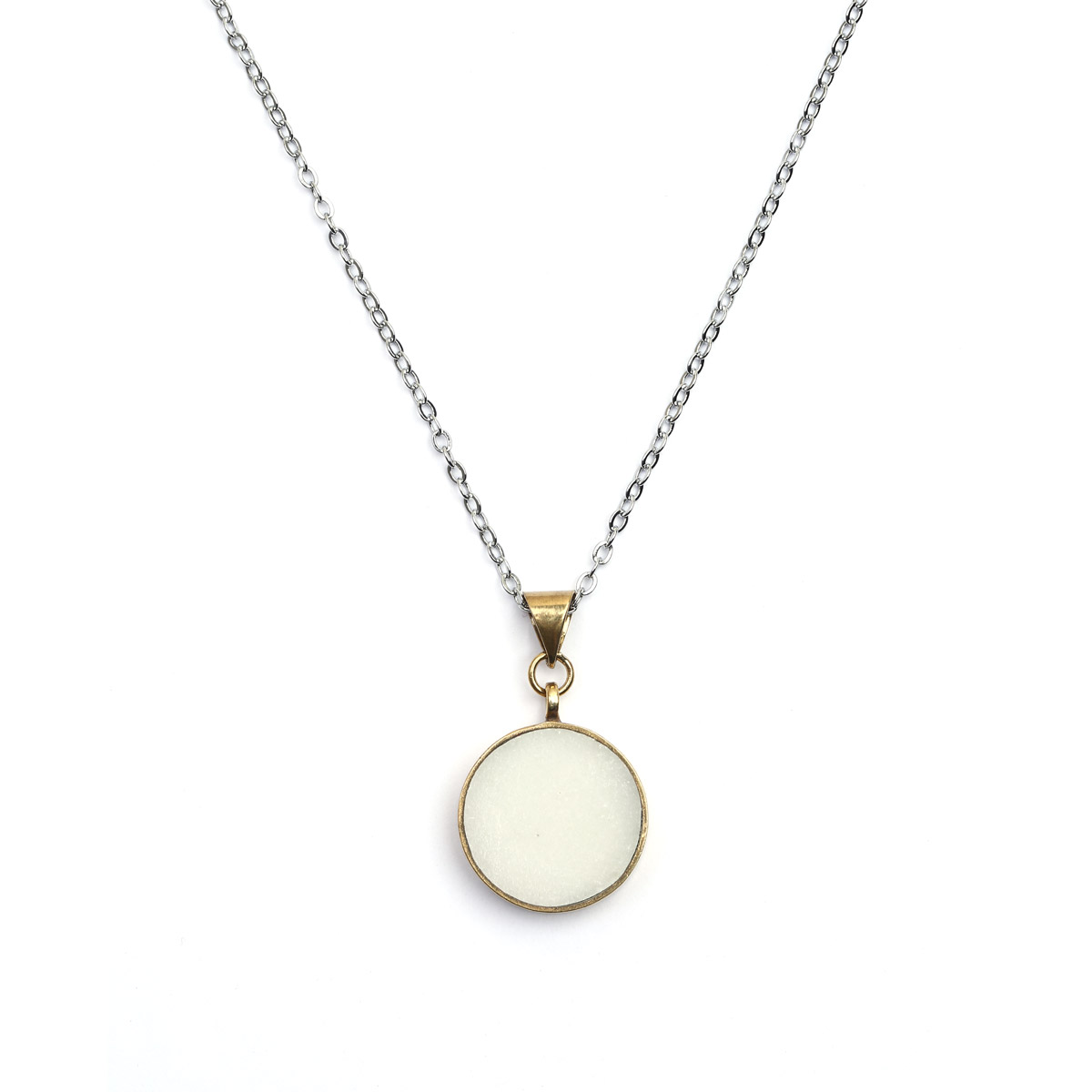 Gold Plated Marble Pendant | Silver Drop Locket