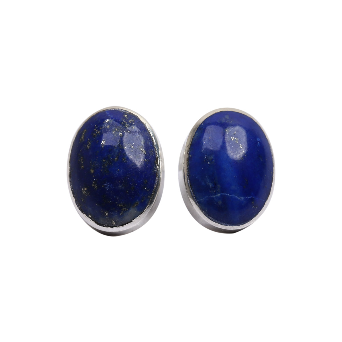 Blue Lapis Stud Earrings | Silver Round Studs