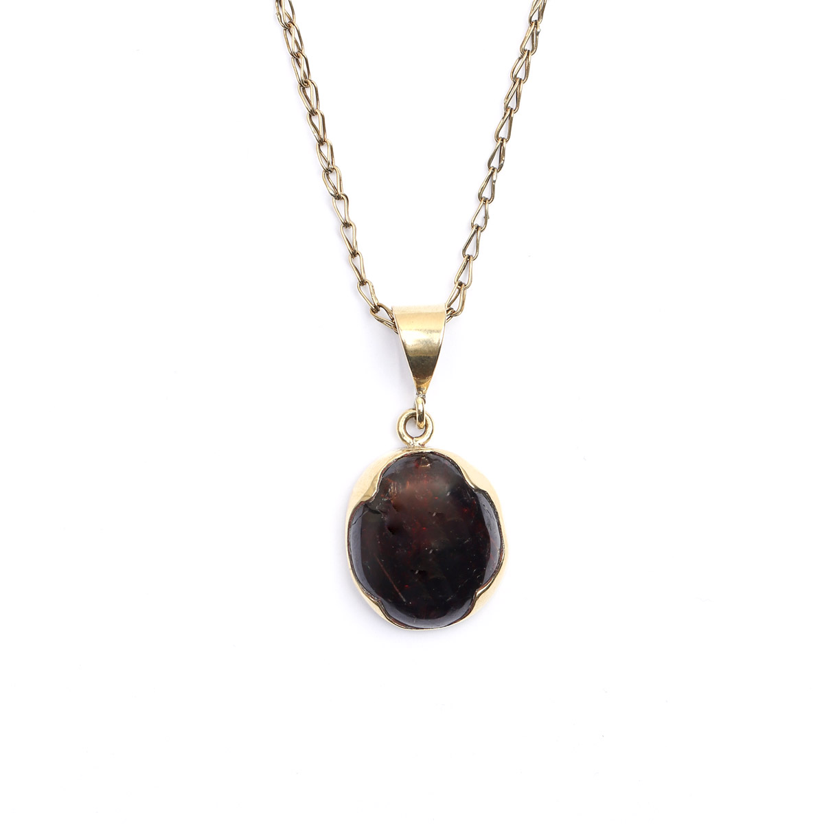 Garnet Drop Pendant| Bronze Chain Locket