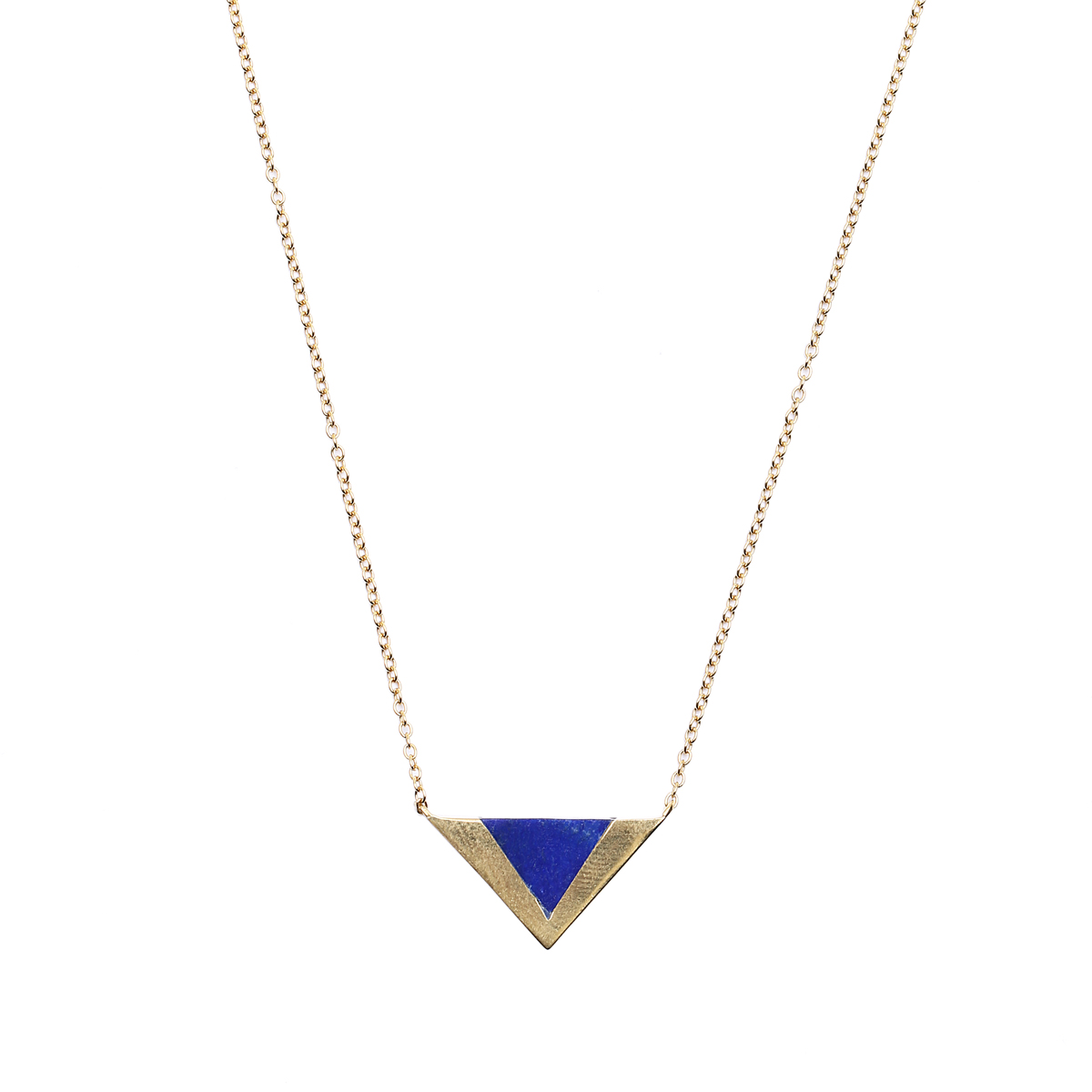 Lapis Lazuli Triangle Pendant | Gold Plated Silver Locket