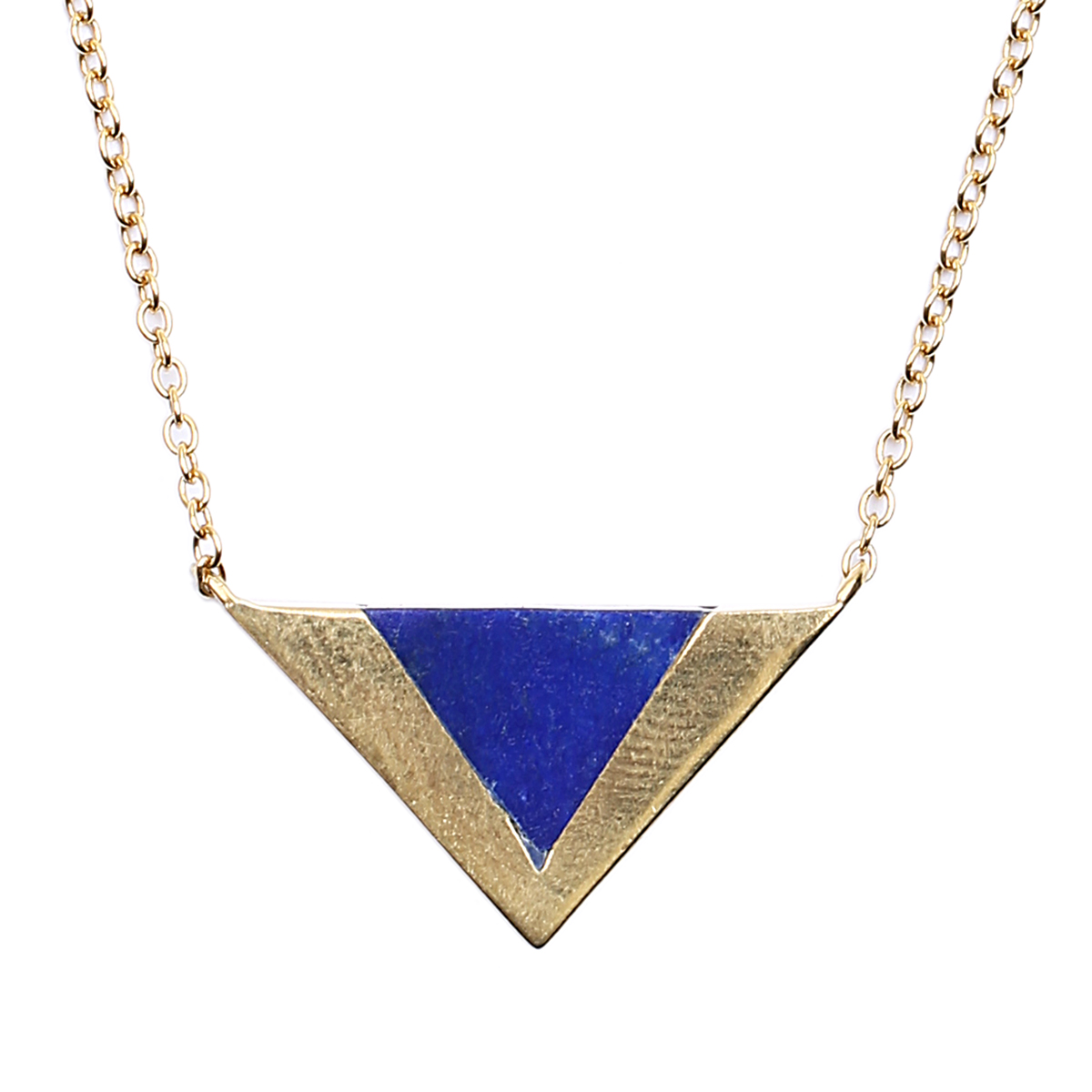 Lapis Lazuli Triangle Pendant | Gold Plated Silver Locket