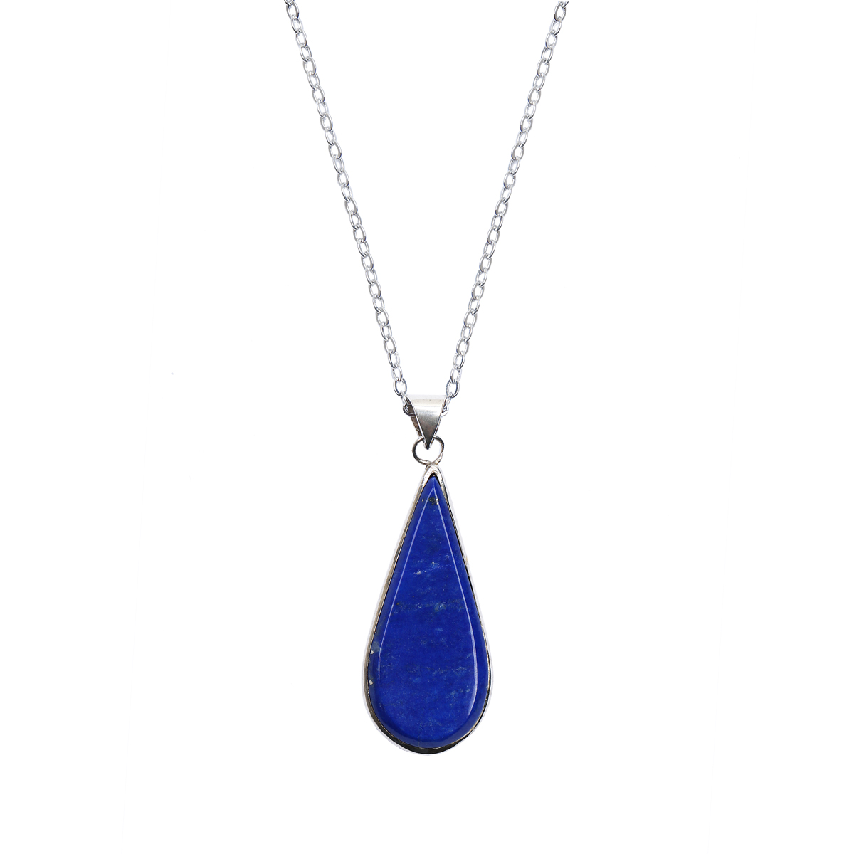 Silver Lapis Pear Pendant | Teardrop Silver Locket