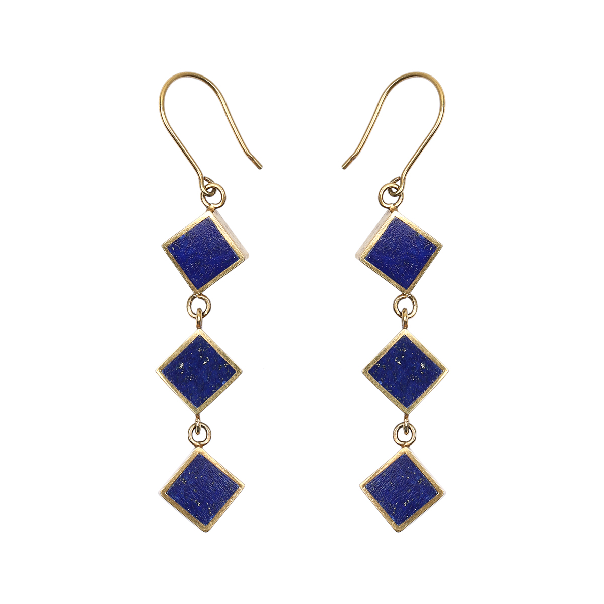 Lapis Lazuli Dangle Earrings | Bronze Shoulder Earrings