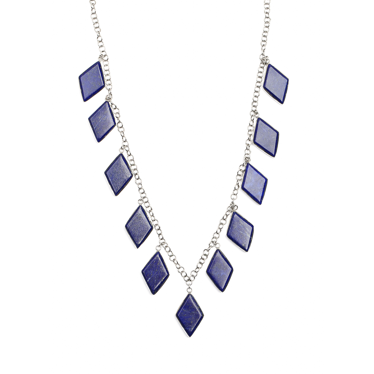 Lapis Lazuli Charm Necklace | Silver Choker Necklace