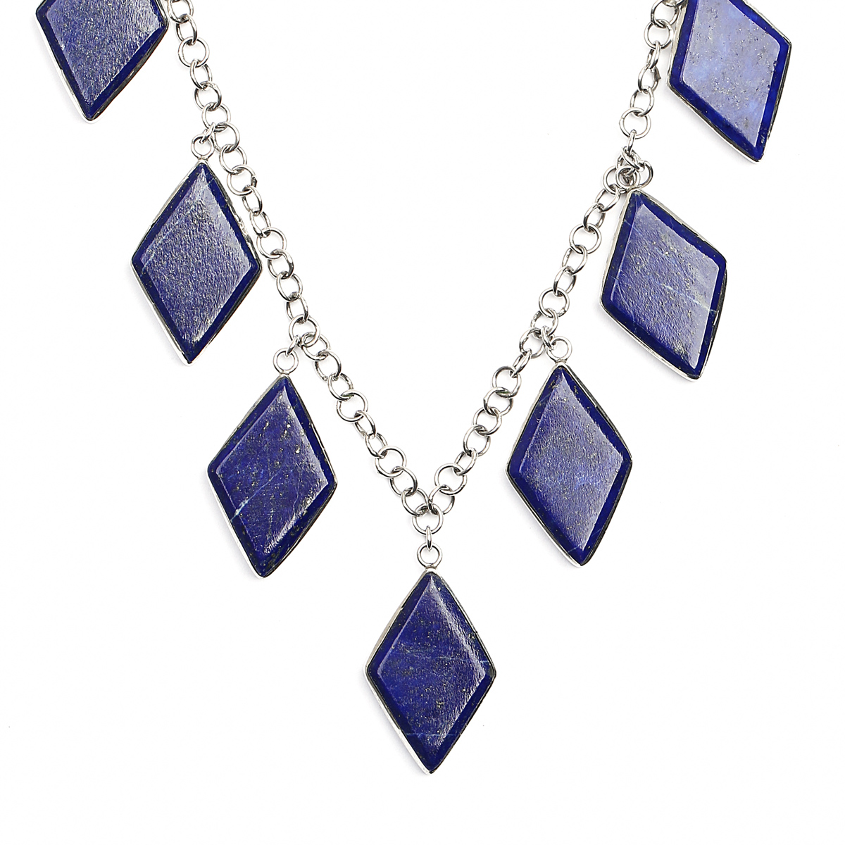 Lapis Lazuli Charm Necklace | Silver Choker Necklace