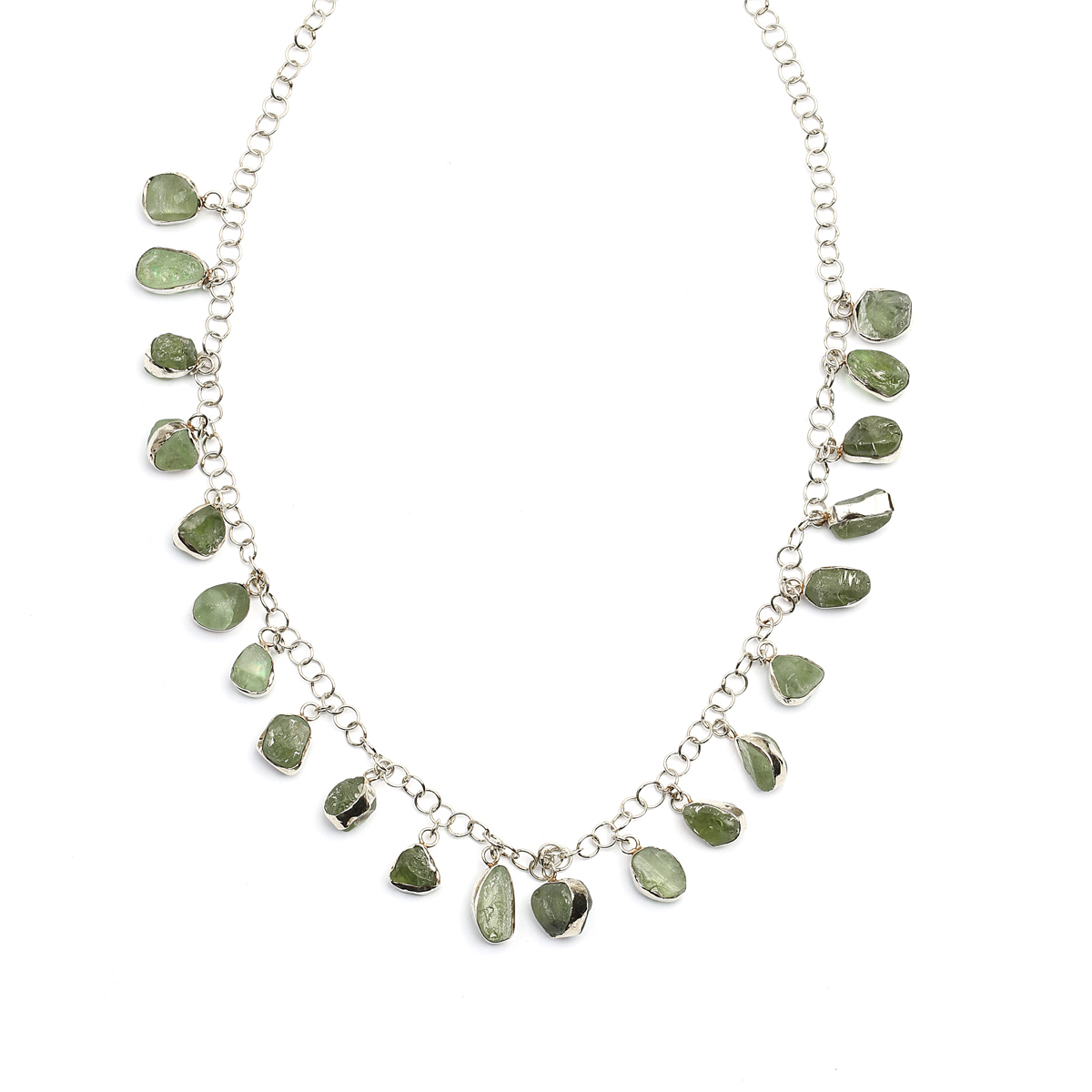 Rough Peridot Necklace | Silver Choker Necklace