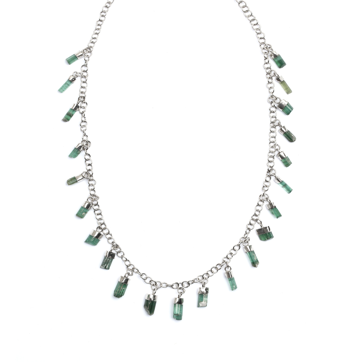 Light Green Tourmaline Necklace | Silver Choker Charm Necklace