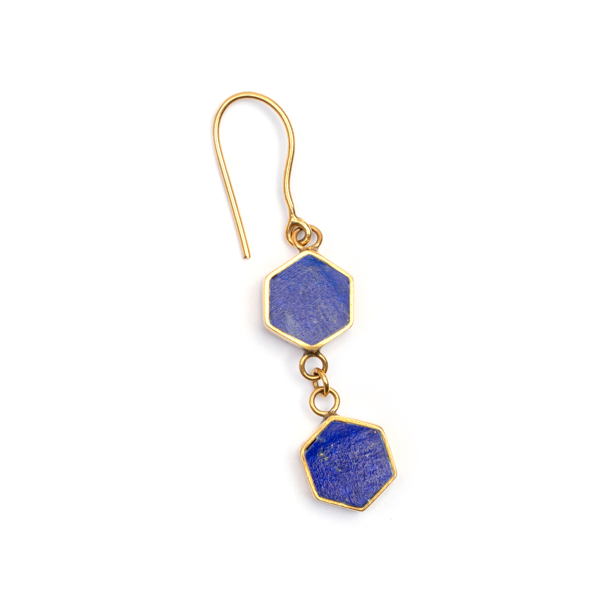 Lapis Dangle Earring | Bronze Hook Earrings