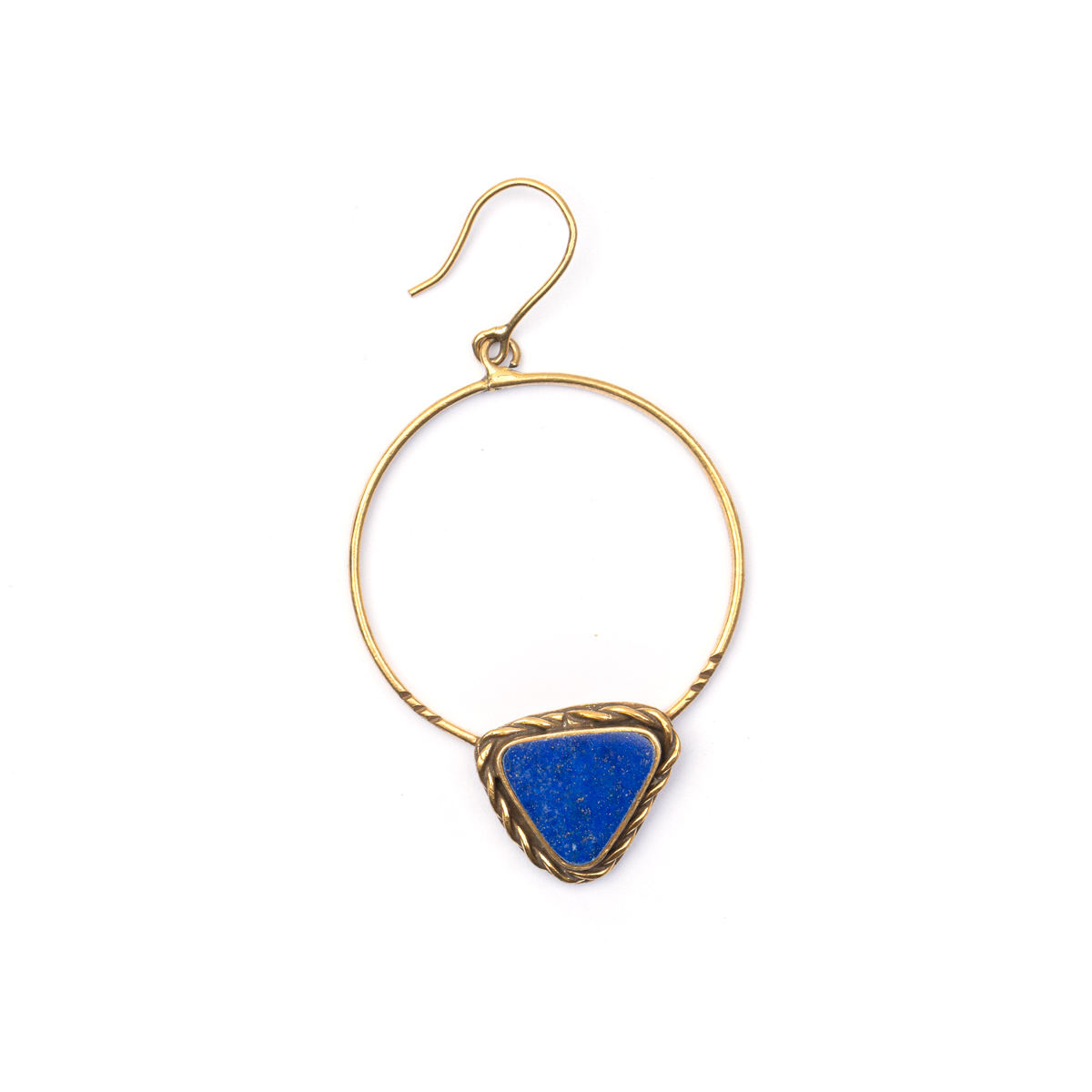 Lapis Bronze Hoop Earrings | Gold Plated Hook Earrings