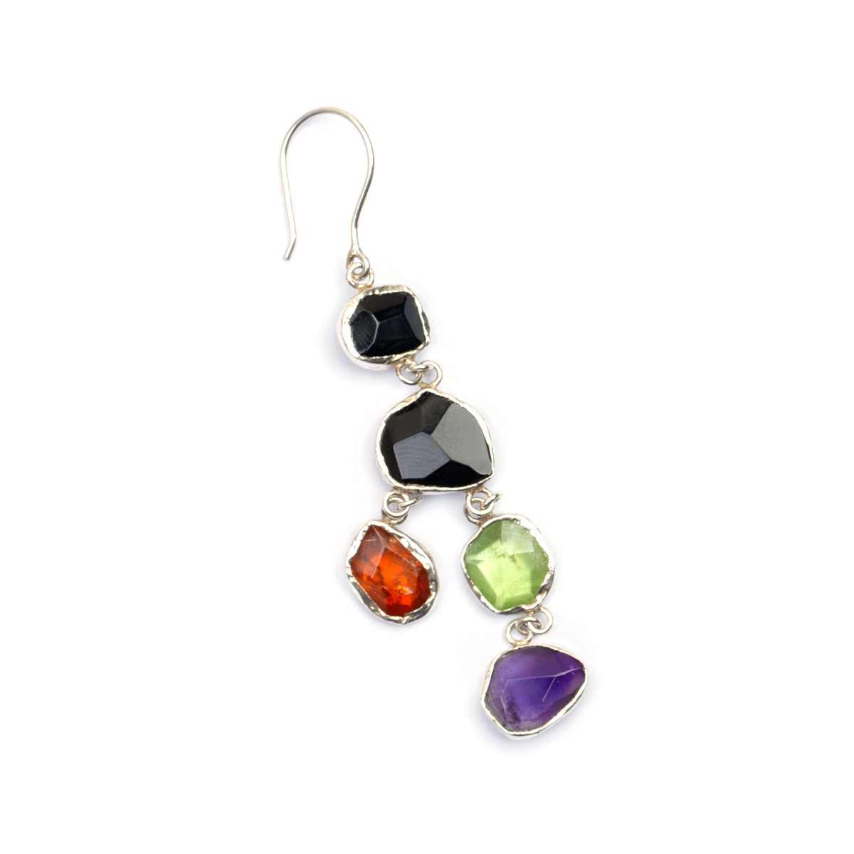 Multi-Stone Cluster Earrings | Silver Hook Earrings