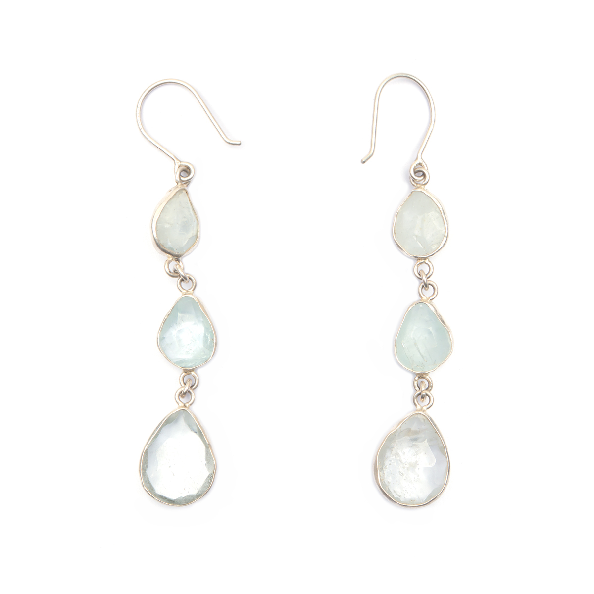 Aquamarine Shoulder Earrings | Silver Dangle Earrings