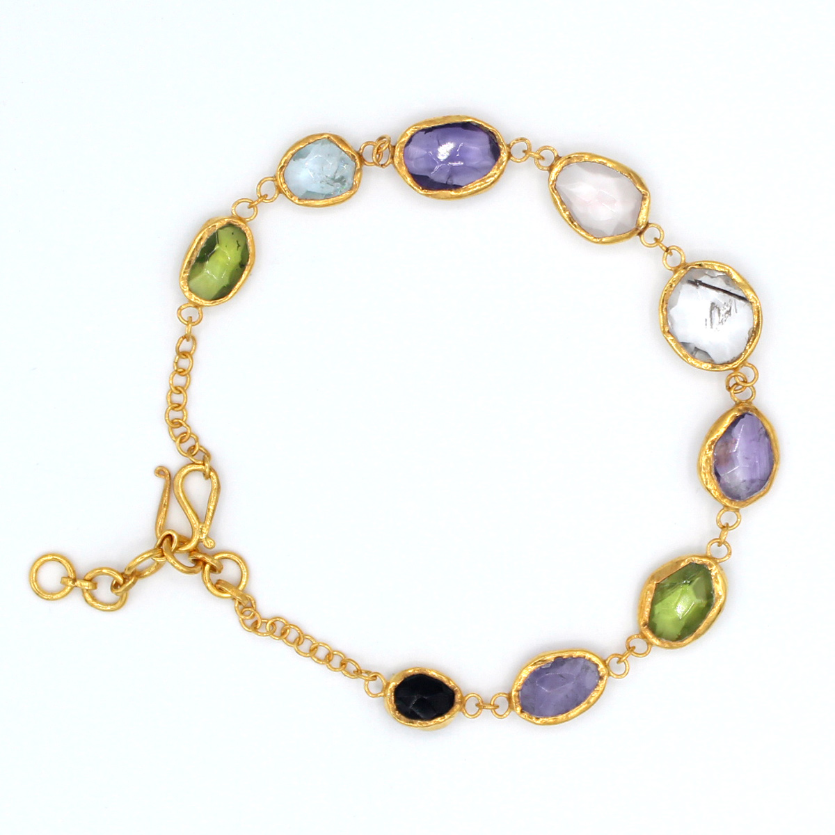 Multi-Stone Silver Bracelet | Gold Plated Chain Bracelet 