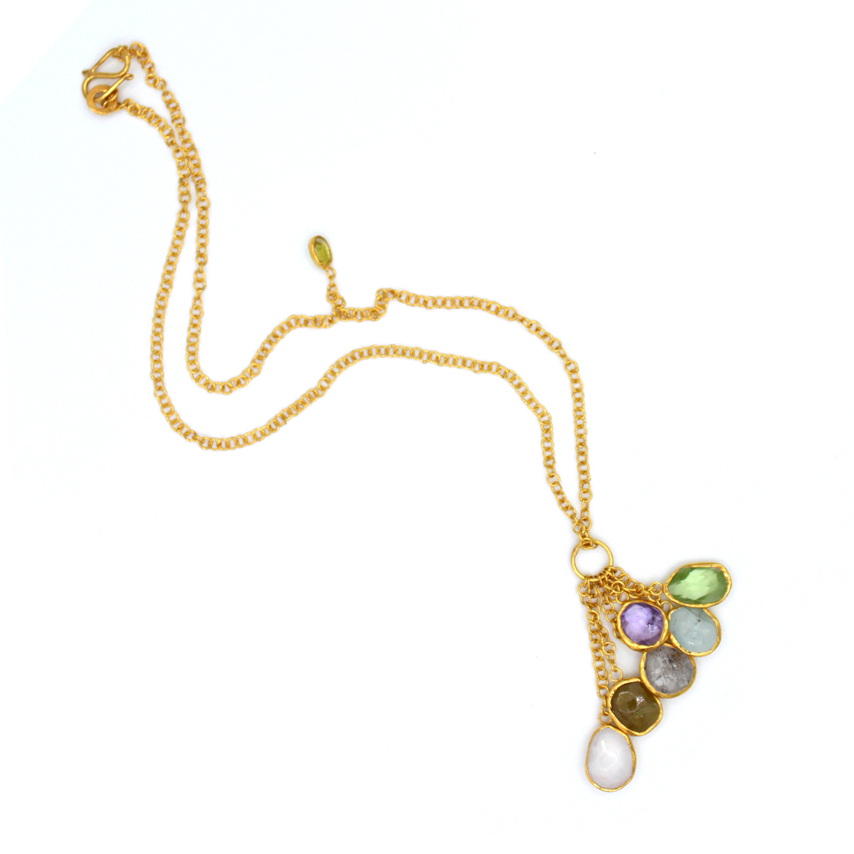 Multi-Stone Silver Drop Pendant | Gold Plated Locket