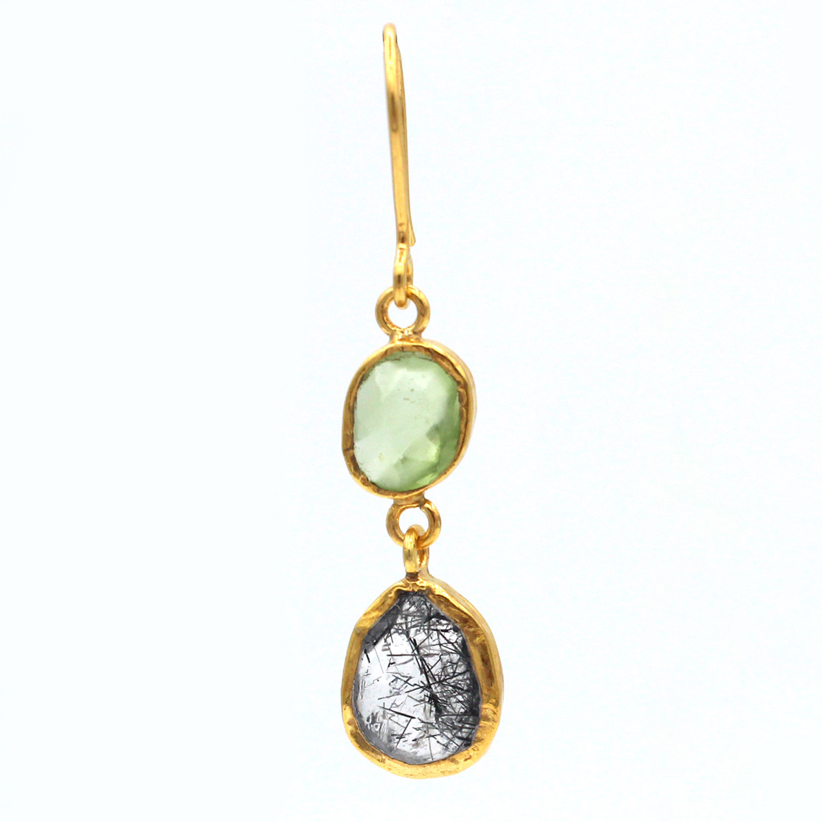 Peridot Silver Dangle Earrings | Gold Plated Quartz Earrings