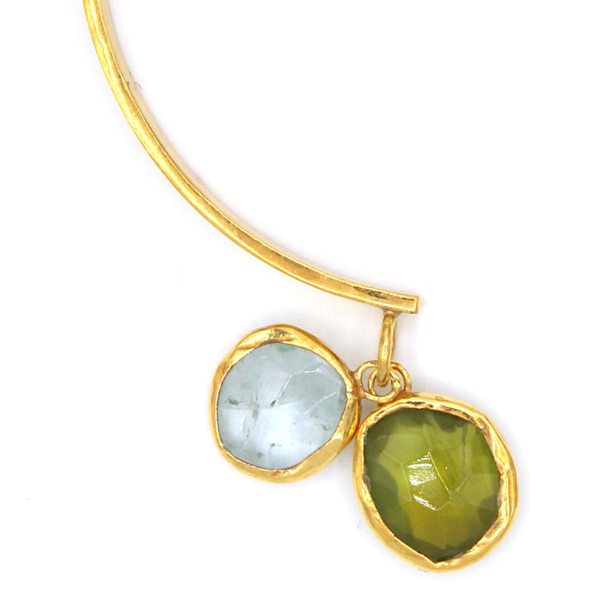 Two Stone Open Bangle Bracelet | Gold Plated Open Bracelet 