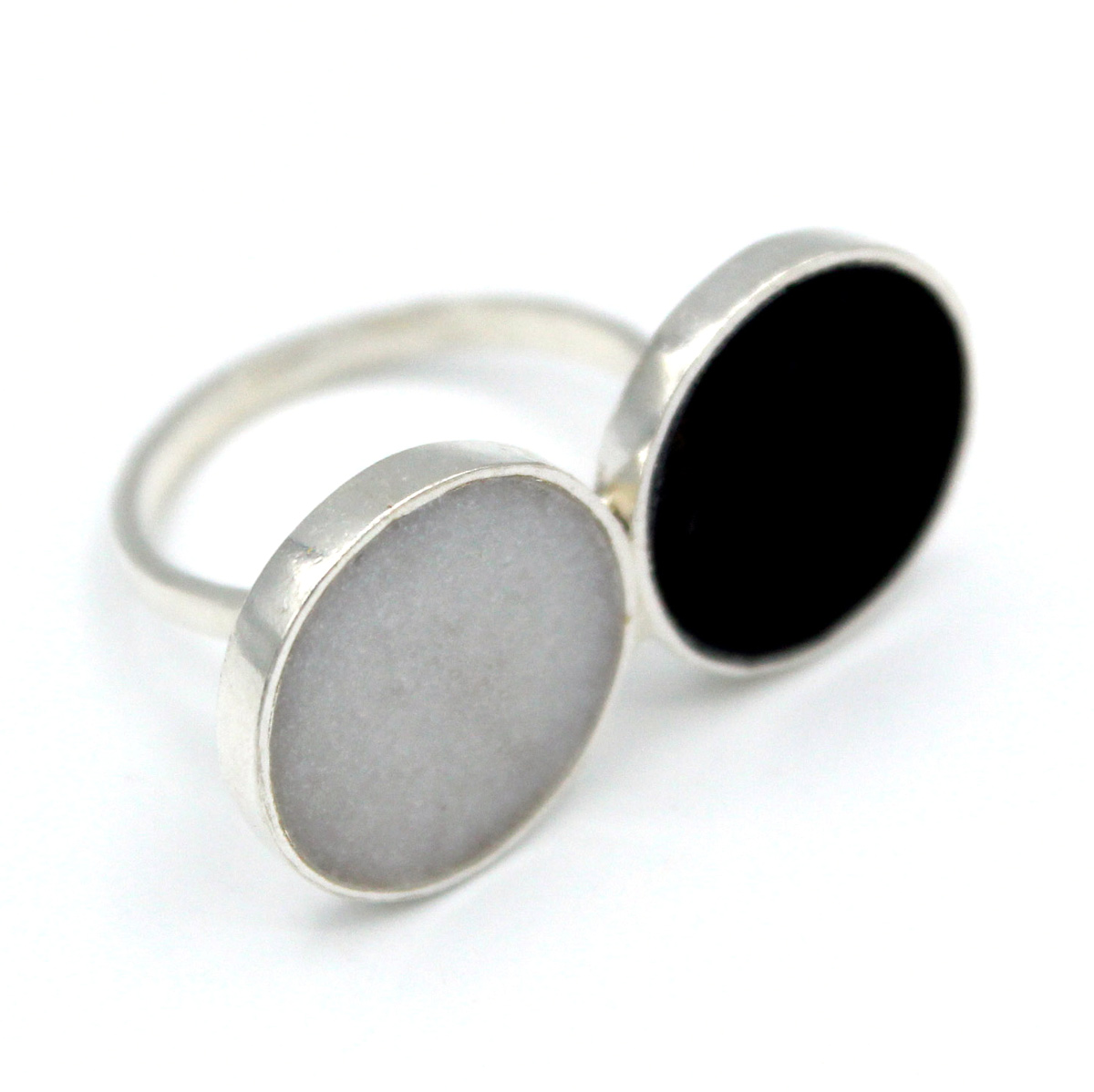 Marble Agate Ring | Two Stone Flat Ring