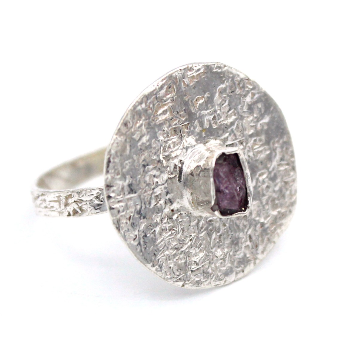 Tourmaline Silver Ring | Rough Round Ring