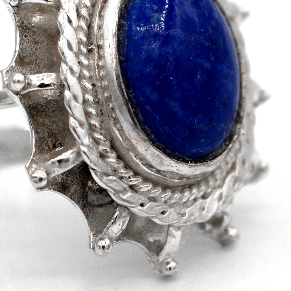 Lapis Lazuli Round Ring | Cluster Silver Ring