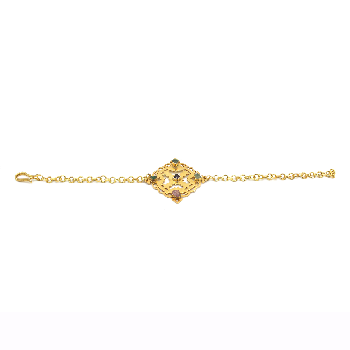 Tourmaline Silver Marquise Bracelet | Gold Plated Chain Bracelet