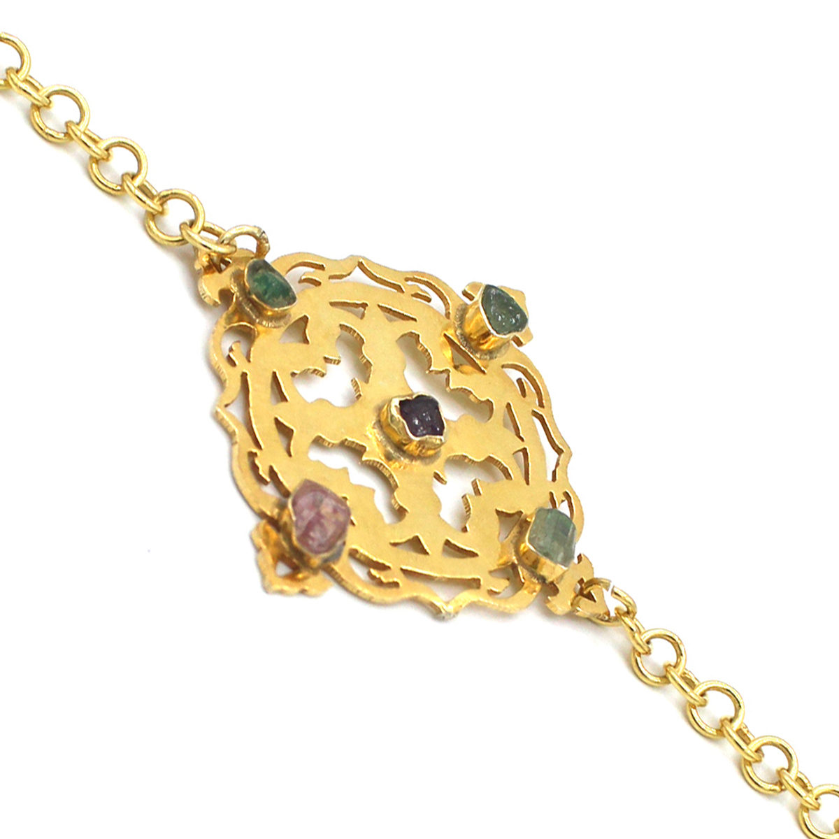 Tourmaline Silver Marquise Bracelet | Gold Plated Chain Bracelet