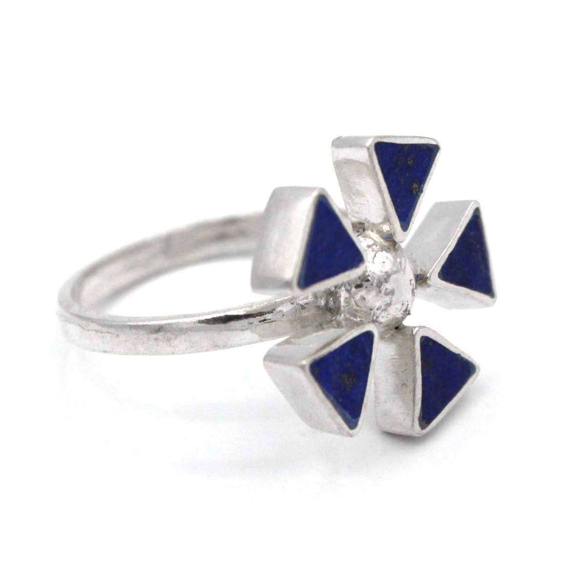 Lapis Lazuli Silver Ring | Floral Design Ring 