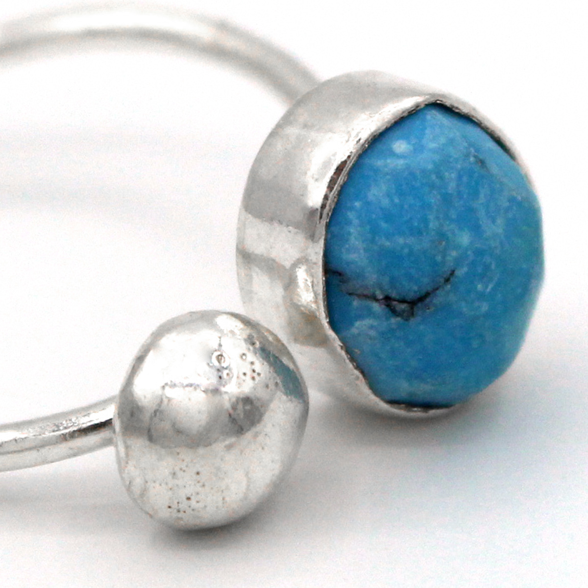 Blue Turquoise Stone Ring | Silver Tension Style Ring 