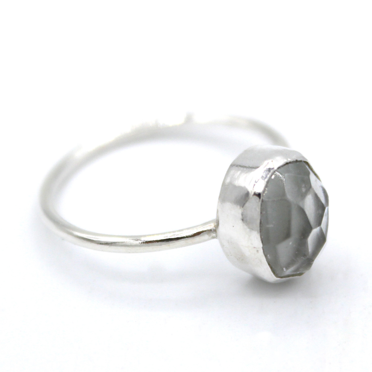 Quartz Stone Ring | Silver Solitaire Ring 