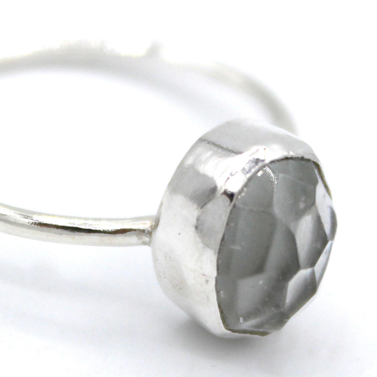Quartz Stone Ring | Silver Solitaire Ring 