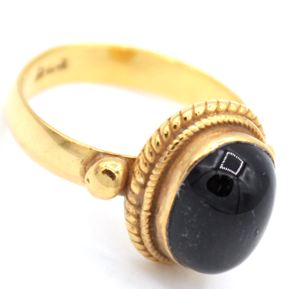 Black Agate Silver Ring | Gold Plated Cluster Ring 