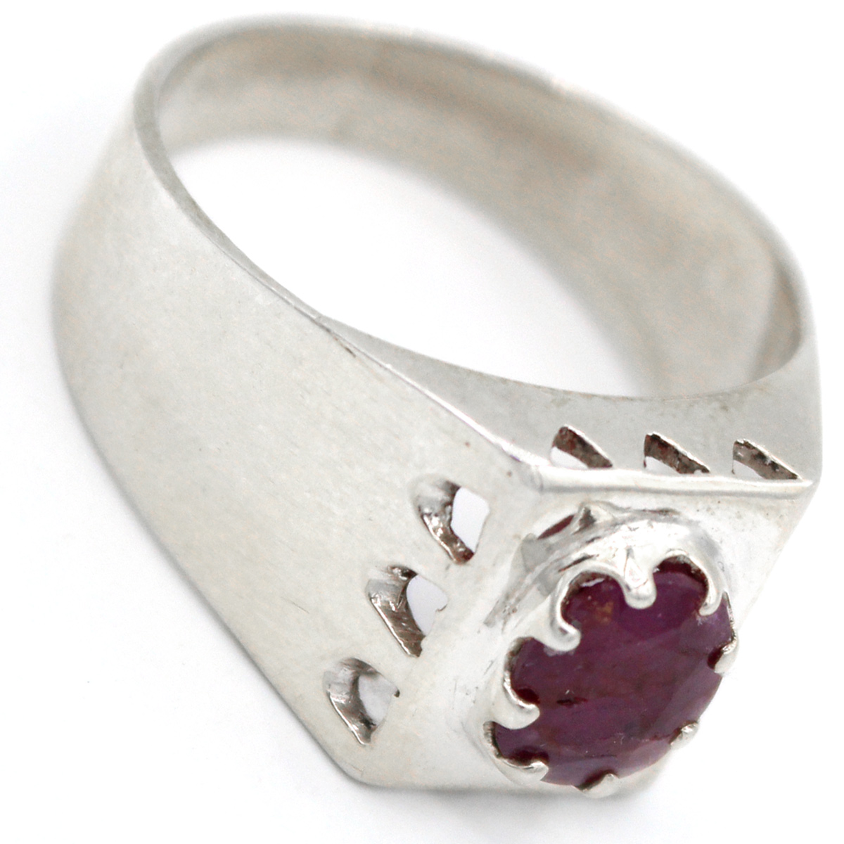 Red Ruby Silver Ring | Vintage Gold Plated Ring