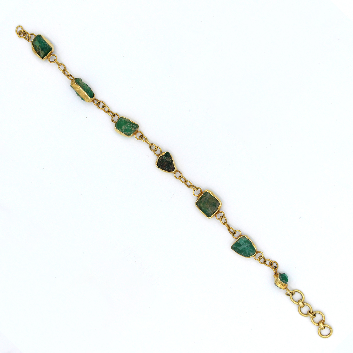 Green Emerald Stone Bracelet | Gold Plated Chain Bracelet