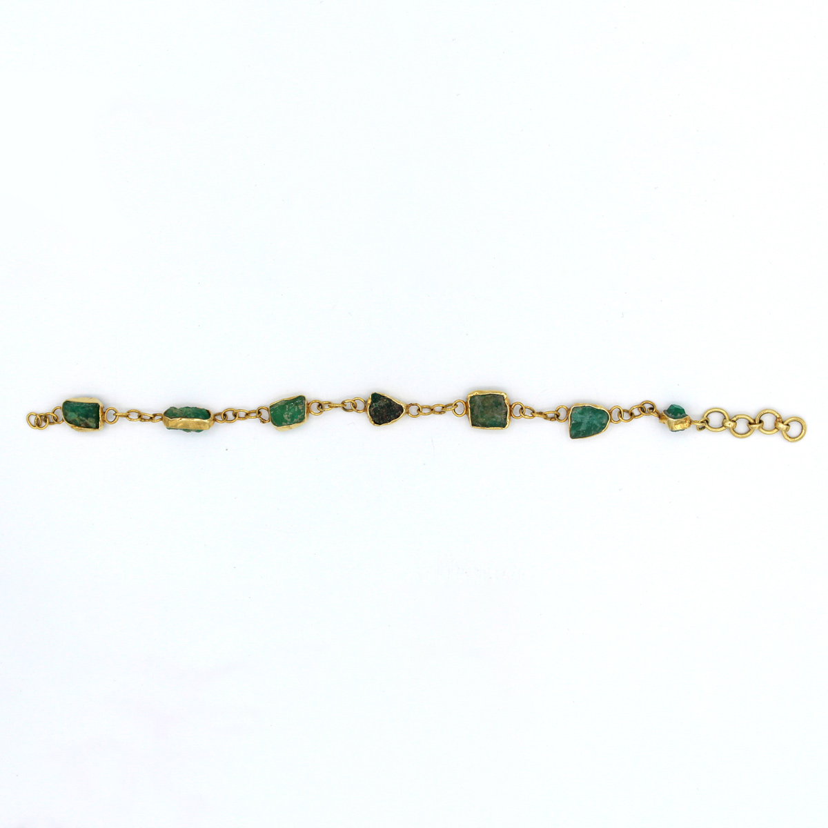 Green Emerald Stone Bracelet | Gold Plated Chain Bracelet