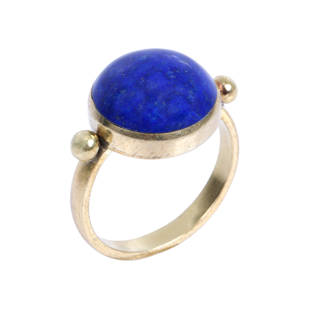 Lapis Lazuli Gold Plated Ring | Silver Round Ring