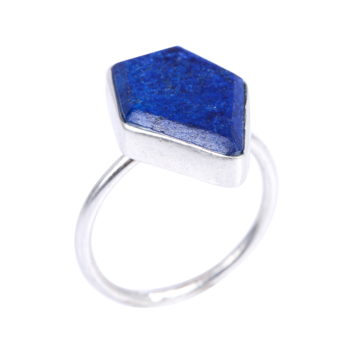 Lapis Shield-Shaped Ring | Silver Simple Ring