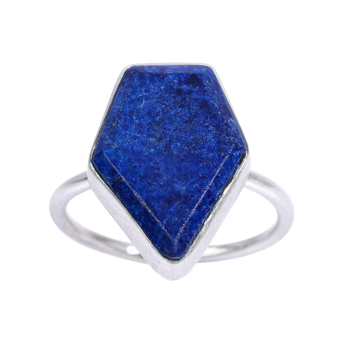 Lapis Shield-Shaped Ring | Silver Simple Ring