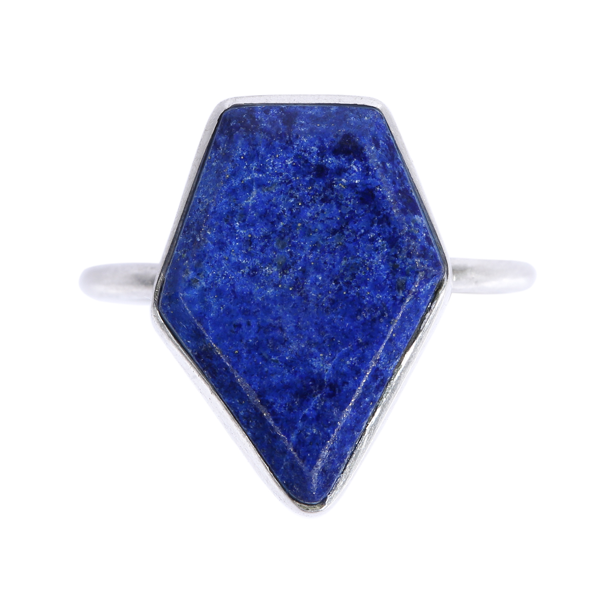 Lapis Shield-Shaped Ring | Silver Simple Ring