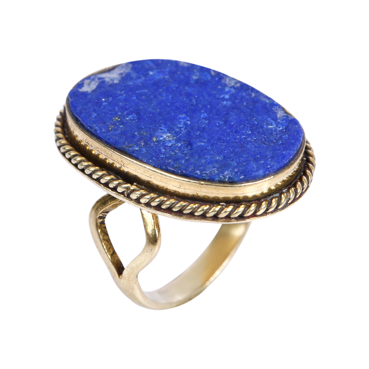 Lapis Silver Cluster Ring | Gold Plated Split Ring