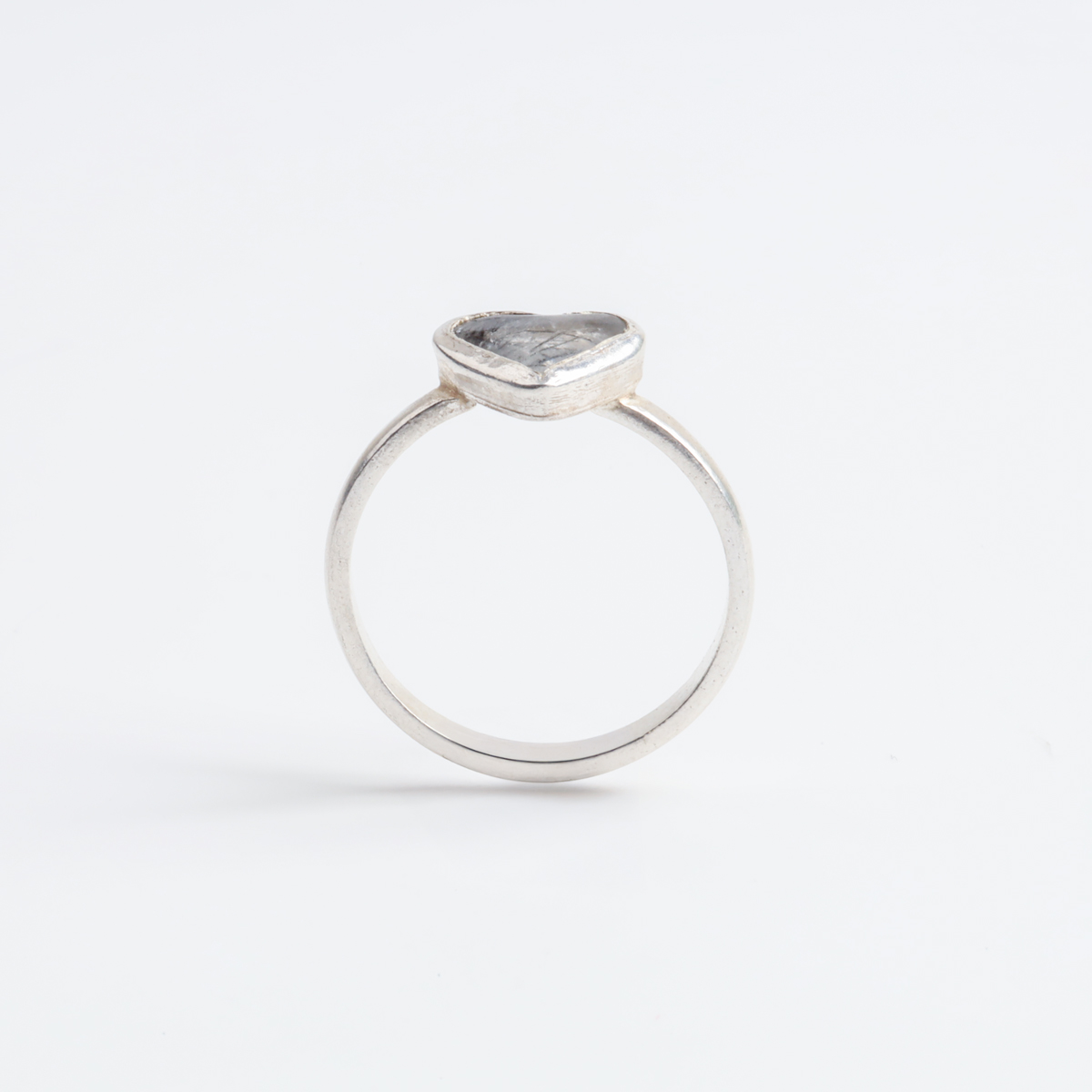 Heart Shape Silver Ring with Natural Stone