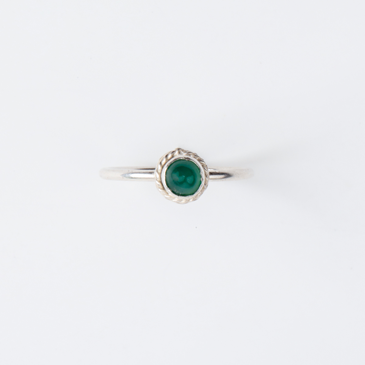 Minimalist Green Onyx Sterling Silver Women’s Ring
