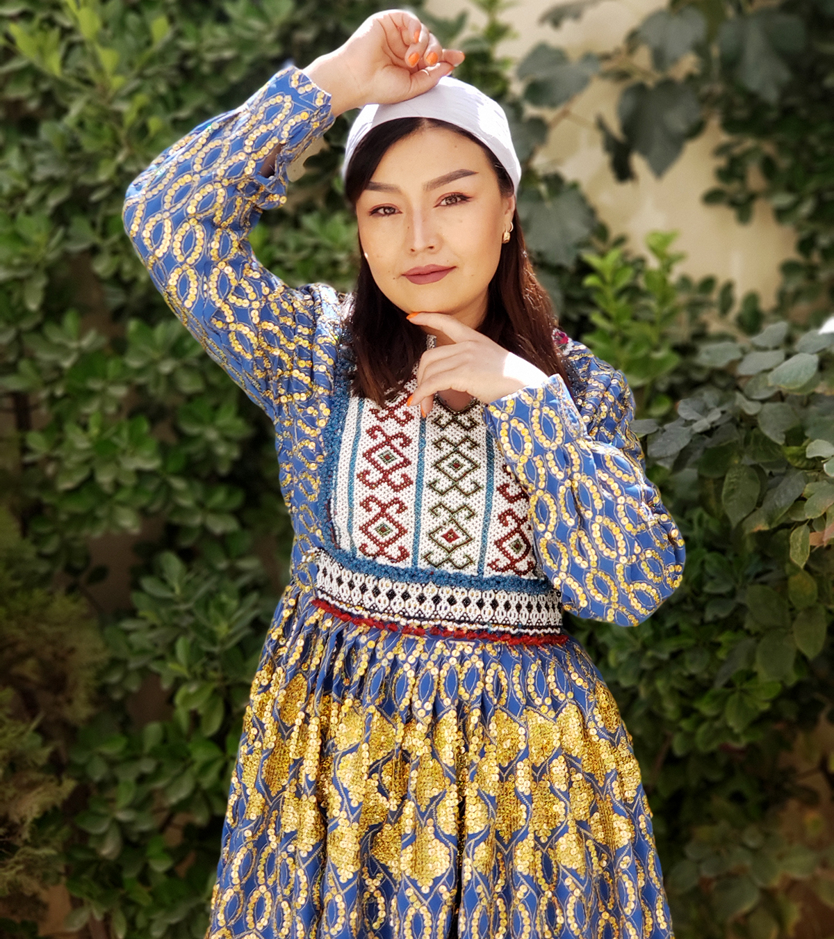 Light Blue Bridal Hazaragi Attire | Zari-Khaal Pleated Skirt Frock